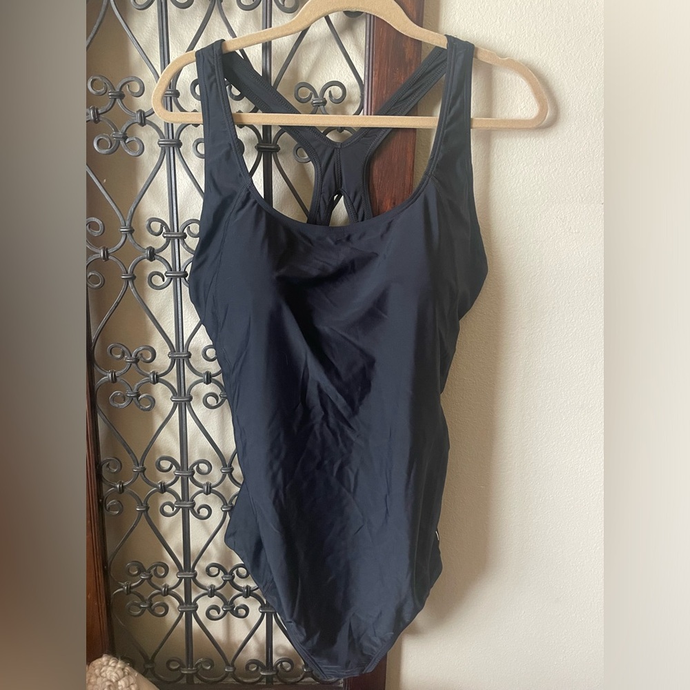 Speedo Women's Sz 24 Swimsuit One Piece Powerflex Ultraback Solid Speedo Black